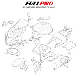 Kit Parafusos GSXR Srad 750 (04-06) FP-PAR-SK04 FullPro Peças para Motos