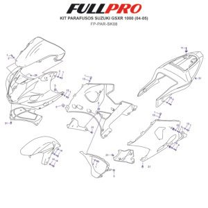 Kit Parafusos GSXR Srad 1000 (04-05) FP-PAR-SK08 FullPro Peças para Motos